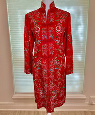 Plum Blossom Women s CHINESE Red Silk Satin Embroidered Floral Button JACKET