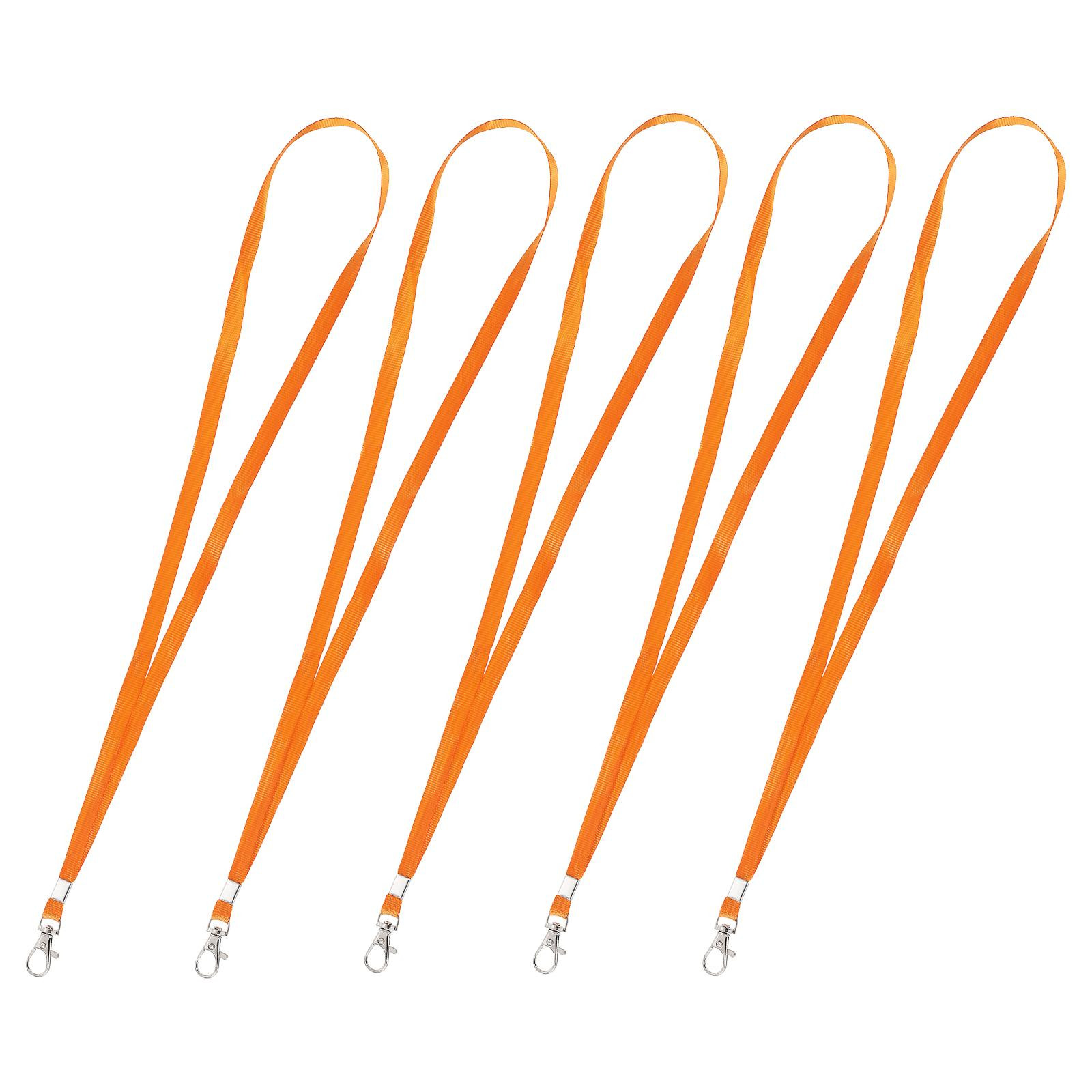 50 Pcs Flat Lanyards Neck Strap Lanyard Swivel Hook Clip for Office Orange