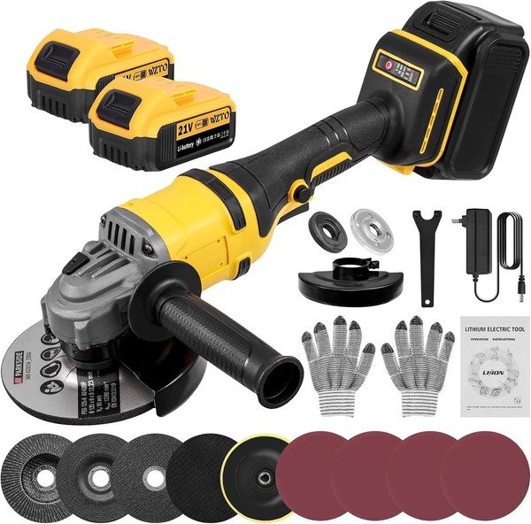Akku Winkelschleifer 1500W 125Mm 30000RPM 3 Drehzahlstufen 21V Mit 2X5.0Ah Akkus-image