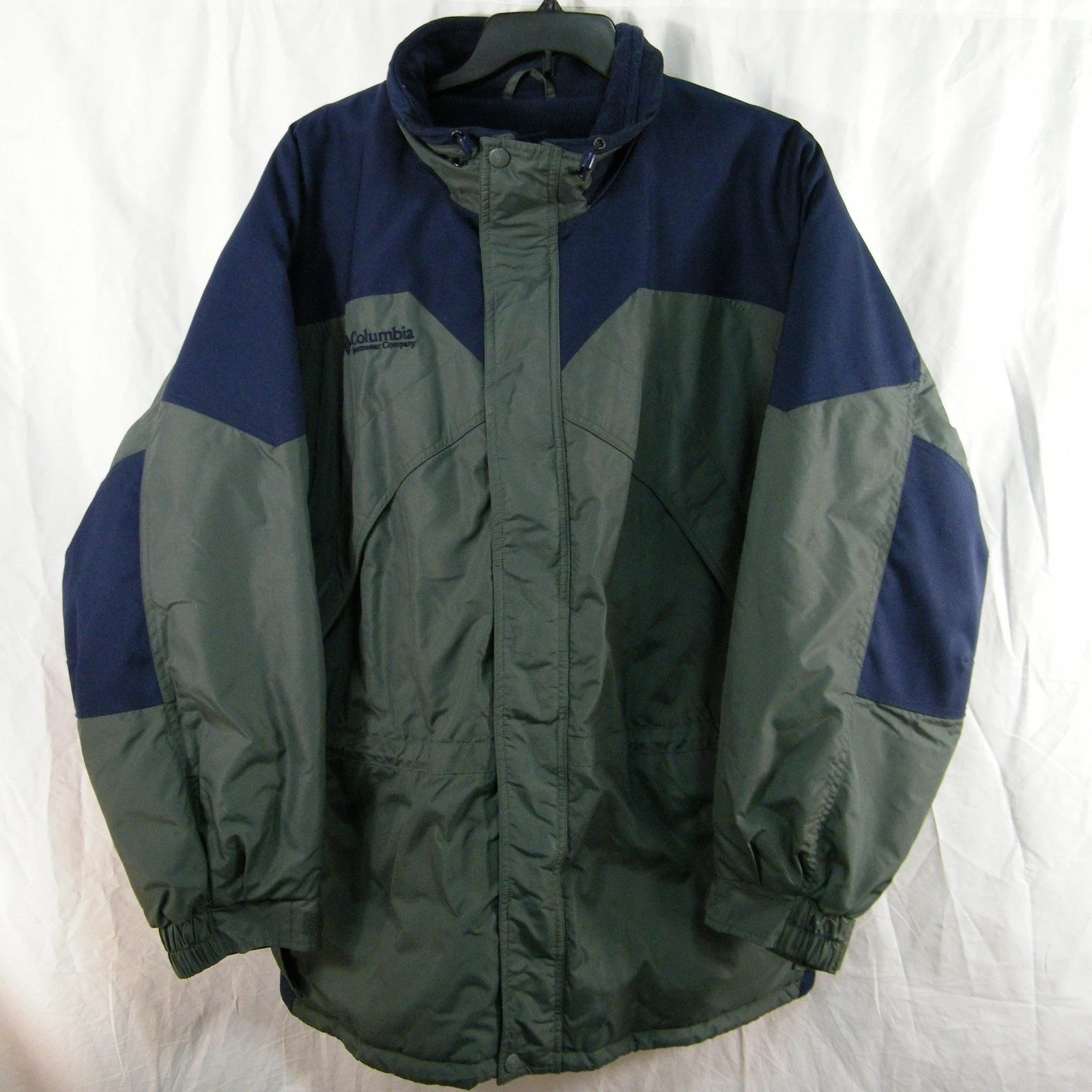 Columbia Sportswear Insulated Parka Jacket Mens XXL Green Blue Colorblock Vtg