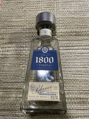 1800 Tequila 100% Agave Azul Blanco Hencho En Mexico 1L Empty Bottle w/ Cork