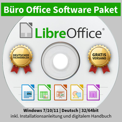 Libre Office Büro-Software Textverarbeitung CD für Windows 7/10/11