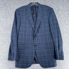 Canali 1934 Mens Blue Plaid Wool Blazer Sport Coat Made in Italy Size 40R