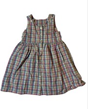 Vintage OshKosh B gosh Pastel Plaid Cotton Dress Toddler Girls 6X Cottagecore