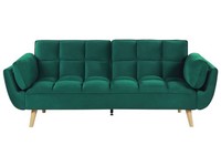 Schlafsofa 3-Sitzer Samtstoff GrüN Elegant Mit Kissen Asby