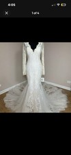 pronovias size 12 lace long sleeve brand new wedding dress