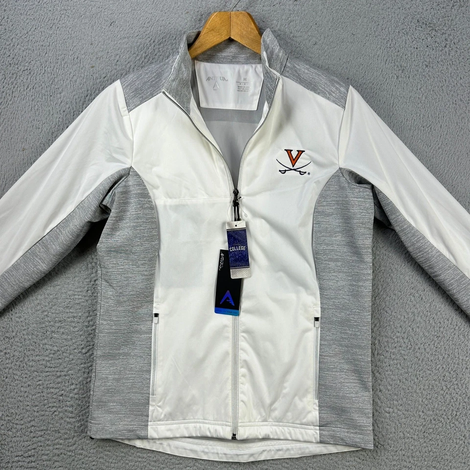 Chaqueta Virginia Cavaliers Revolve Mujer Mediana Blanca Gris Cremallera Completa Antigua NUEVA Foto 3 de 4
