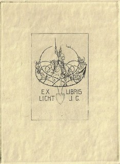 FERDINAND SCHMUTZER: Exlibris für J. G. Licht 1916 Ritter auf Pferd