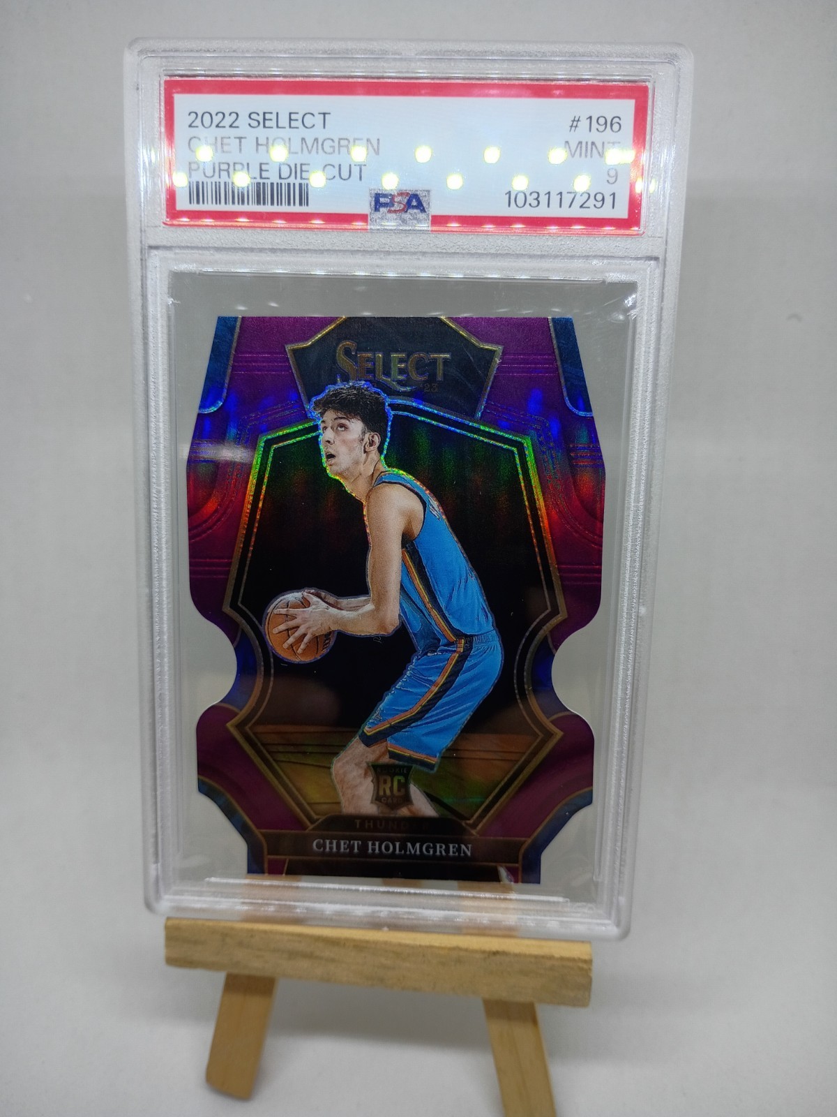 2022 Panini Select Chet Holmgren #196 Purple Die-Cut Rookie RC 06/99 PSA 9