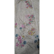 100 Silk Vintage MCM Japanese Hand Painted Scarf W/Gold Accents And Rolled Edge