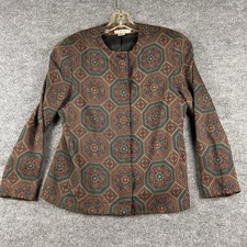 Talbots Vintage Wool Tapestry Blazer Geometric Medallion Dark Academia Sz 10