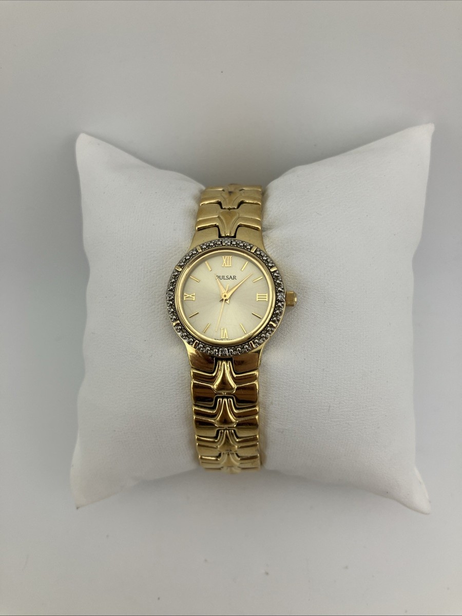 pulsar ladies dress watch Vintage Pulsar Ladies Two-Tone Dress Watch - Blue Dial