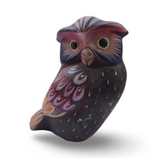 Vintage Mexican Hand Carved Soapstone Owl Figurine Painted Folk Art Statuette