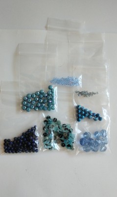 Assorted Loose Beads For Jewelry Crafting, Vibrant Blues, Multiple Shapes