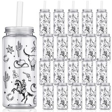 24 Pcs Western Cowgirl Cowboy Plastic Tumbler 14.2 oz Cowgirl Party Favors Re...