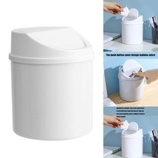 Desktop Swing Open Lid Trash Can Plastic Waste Dustbin For Dorm Office Desktop
