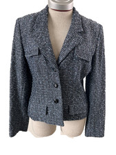 Carlisle blazer Size 8 shoulder pads silk wool blend lined vintage tweed
