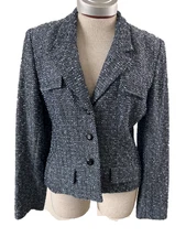 Carlisle blazer Size 8 shoulder pads silk wool blend lined vintage tweed