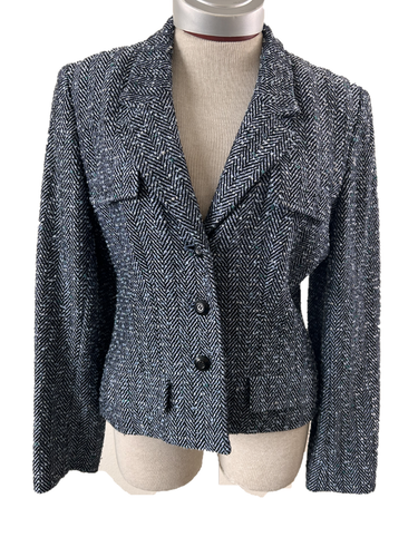 Carlisle blazer Size 8 shoulder pads silk wool blend lined vintage tweed - Picture 1 of 6