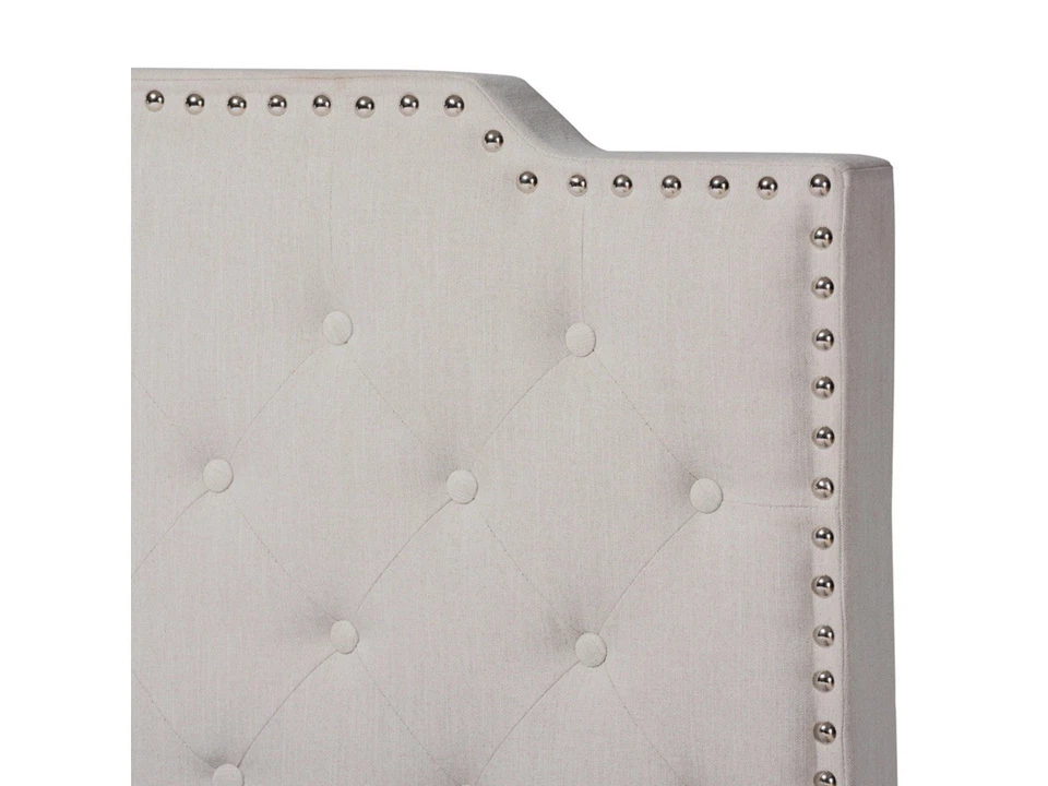 BRAND NEW Ashley Upholstered Button Tufted Panel Beige King Size Bed Frame - Image 3 of 4