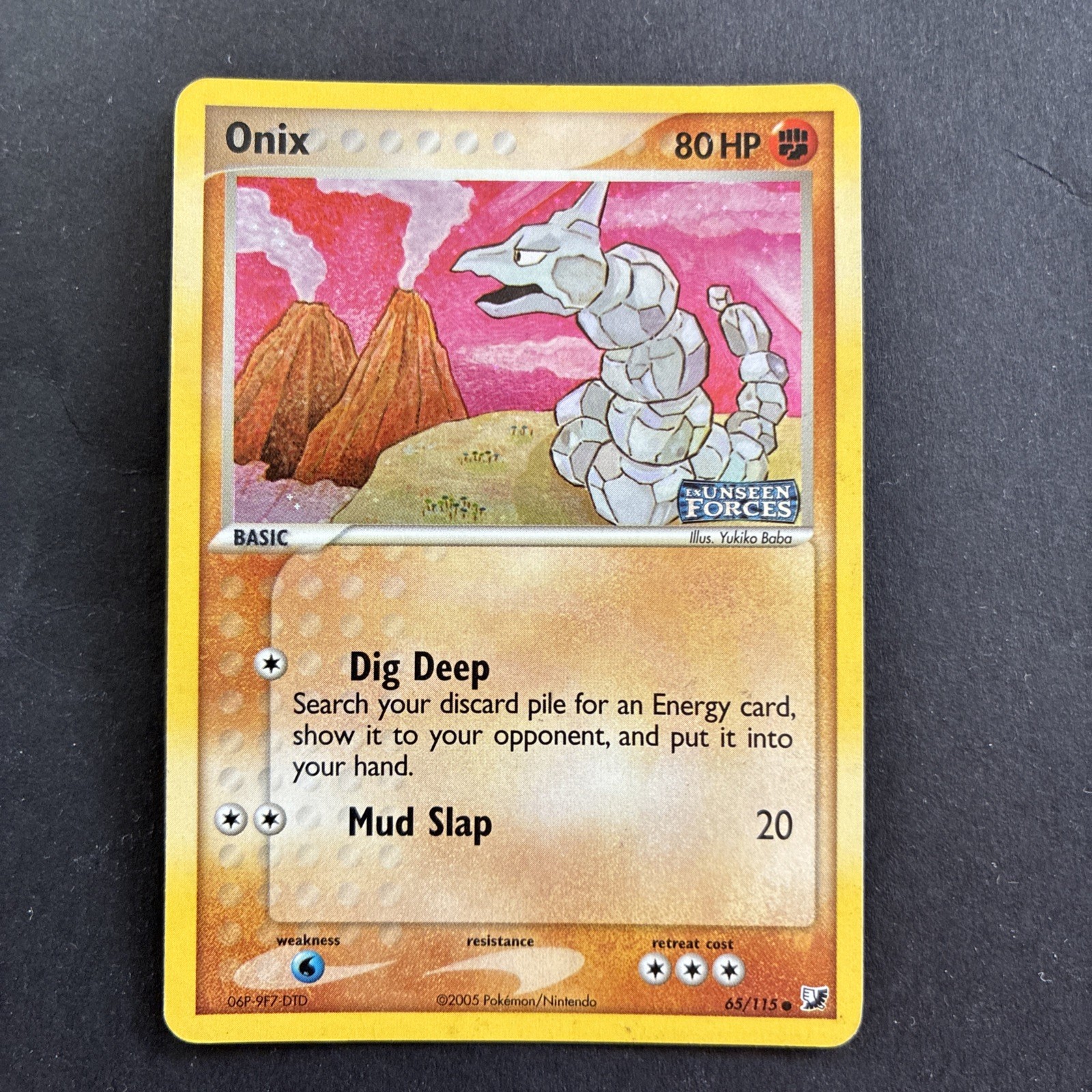 Onix 65/115 Ex Unseen Forces Stamped Reverse Holo Pokemon Card 2005 