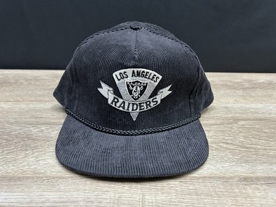 Vintage Amapro Los Angeles Raiders Black Corduroy Snapback Hat Cap