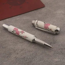 Jinhao 955 Rollerball Pen, Porcelain Design, Red Plum Blossom, Fine Black Tip