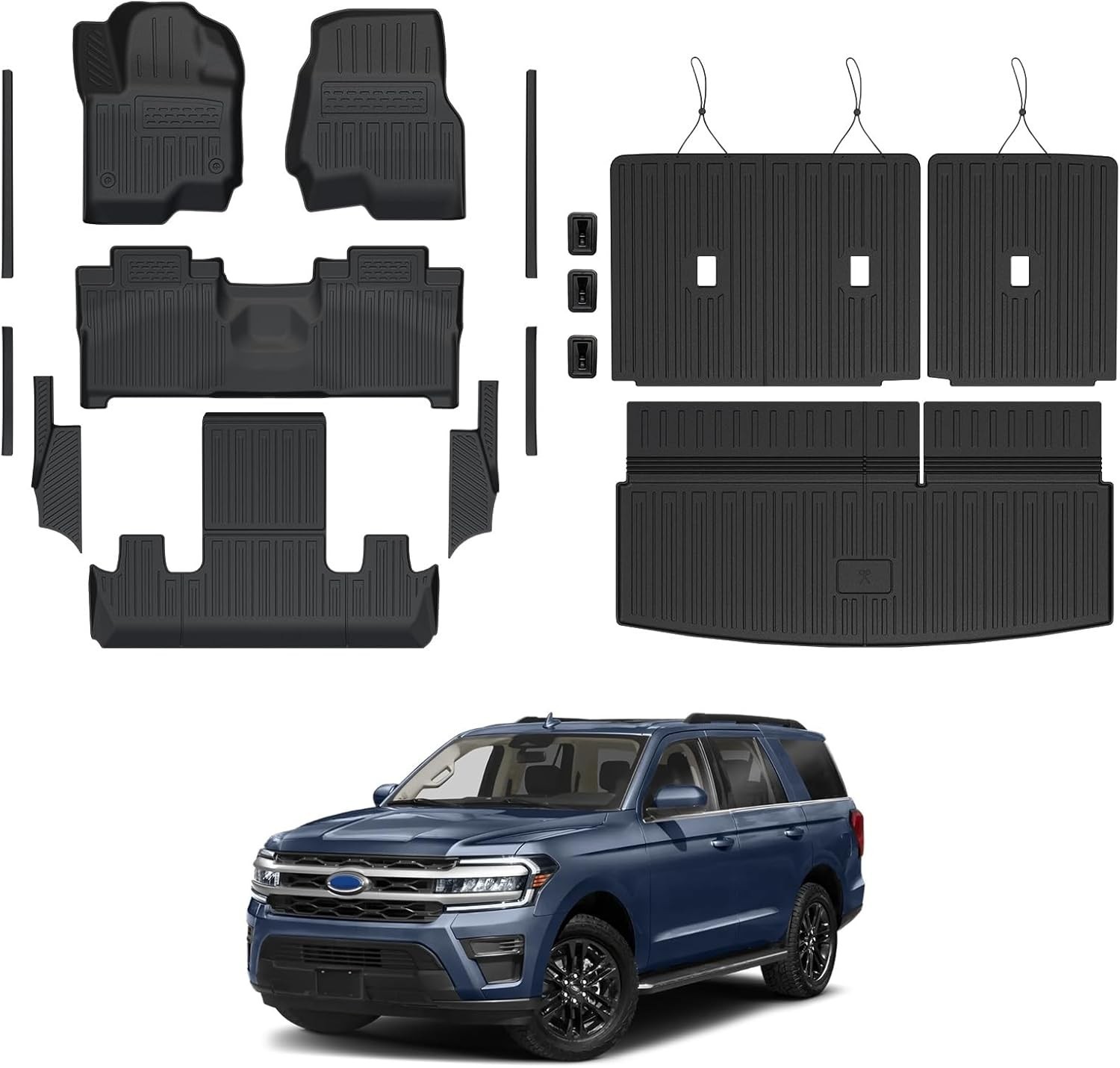 Floor Mats for Ford Expedition/Lincoln Naviga 2018-2024, All Weather Floor Mats