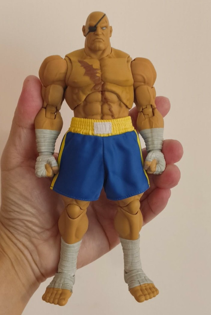 BW-SGT-BLU: 1/12 Blue Fabric Boxing Shorts for Storm Arena Sagat