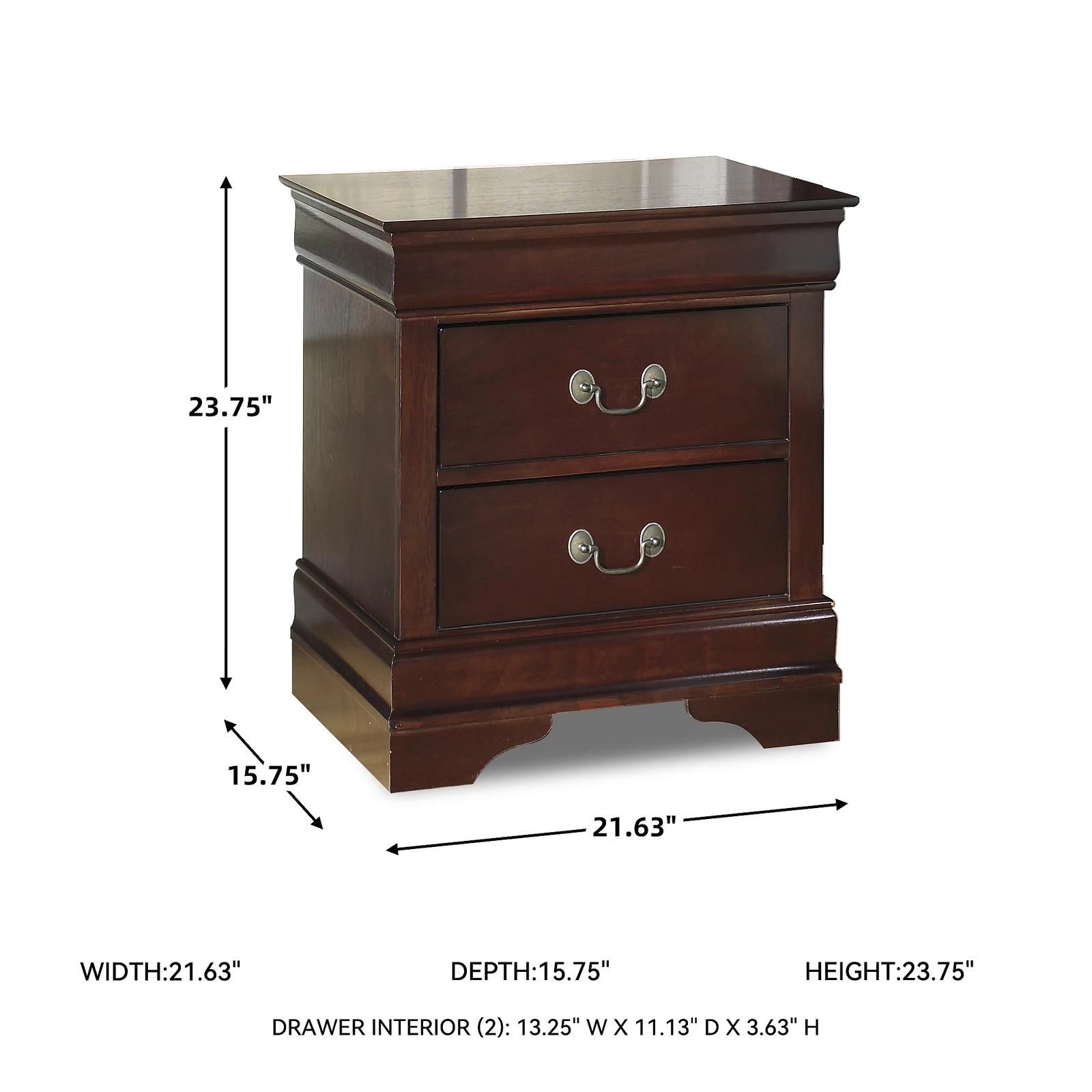 Signature Design by Ashley Traditional Alisdair 2 Drawer Nightstand, Reddish