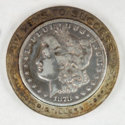 1878-CC Morgan Silver Dollar Encased Advertisement Calvert Distillers ...