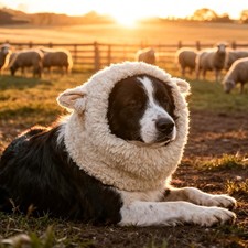 Funny Sheep Costumes for Dog, Cute Furry Pet Wig Halloween Size M, Golden