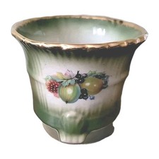 1940s Staffordshire Ironstone Small Plant Pot- Green Fruits 