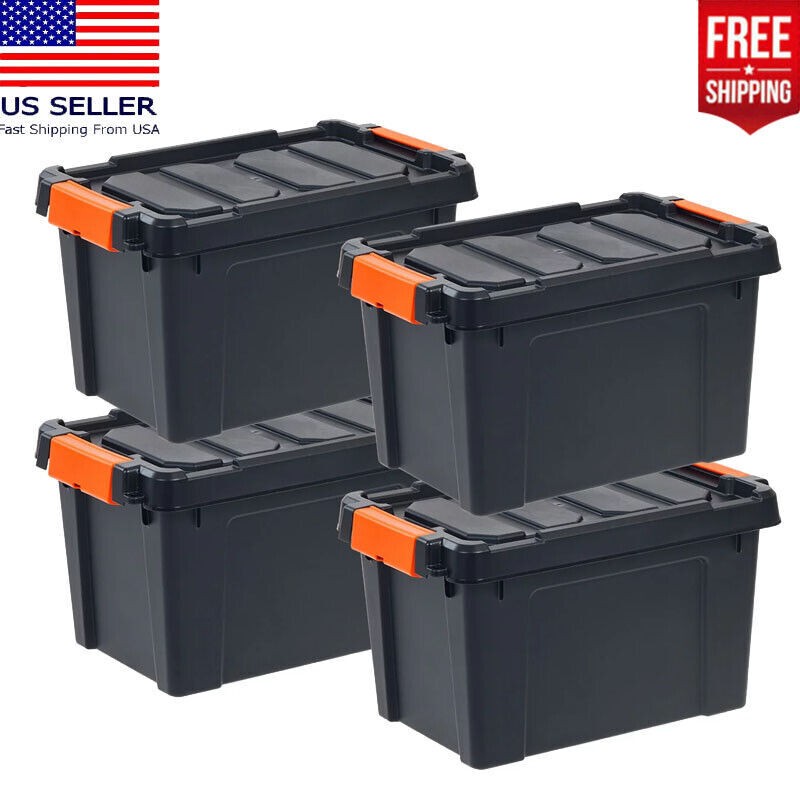 5-Pack Heavy Duty Stackable 5 Gallon Plastic Storage Totes