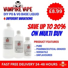 VAMPIRE VAPE LIQUID BASE Vegetable Glycerine & Propylene Glycol Base Fast