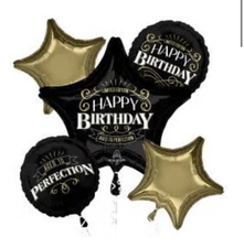 Birthday Decorations Balloons Party Black Gold Foil Man Woman 5 Jumbo Standard