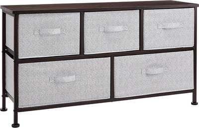 Extra Wide Fabric 5-Drawer Storage Organizer Unit for Bedroom Closet, Bronze