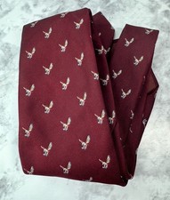 Austin Reed Tie Made in London England Burgundy Hawk Bird Preppy Classic Vintage