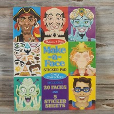 Melissa Doug Make-a-Face Sticker Pad Crazy Characters 20 Faces 160 Stickers
