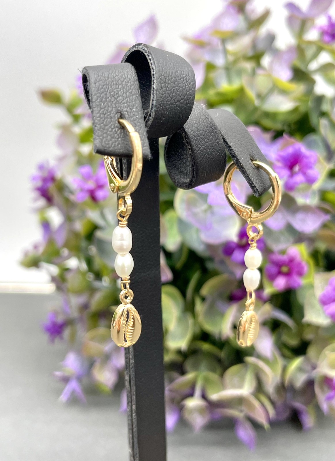 Boucles d'oreilles plaqué or anti-allergie ornées de 2 perles de culture d'eau douce