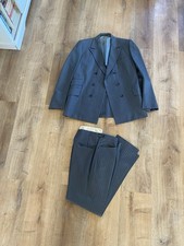 Vtg 1940s 50s 2 Piece Western Suit Gray Stripe 40 Chest 33-34 X 32 Pant Read De