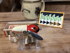 Vintage Heddon Crazy Crawler 2100 2XS 2-3/4” White & Red-Shore Bass Fishing Lure