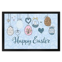 Happy Easter Ostern FußMatte XL In 40X60 Cm Mit Ostereier-Motiv In Hellblau