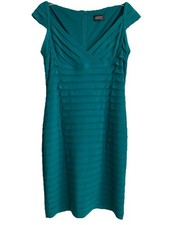Adrianna Papell Body Con Bandage Style Dress Teal Blue Knee Length Size 10