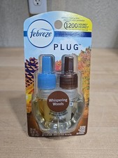 Febreze Plug WHISPERING WOODS Amber Duo Scented Oil Refill Pack 0.87 oz. New
