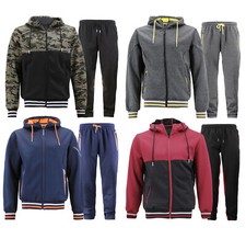 Men's Casual Two Tone Sweatsuit Athletic Sport Running Jogging Gym Tracksuit Set