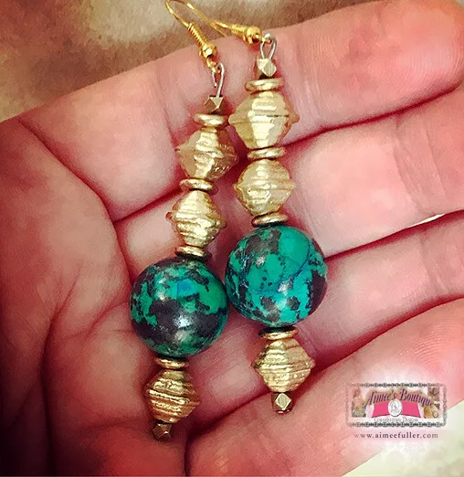 Azurite malachite earrings deals
