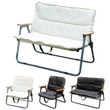 1/2 Person Camping Chair with Cushion Folding Single/Double Seat Camping Chair