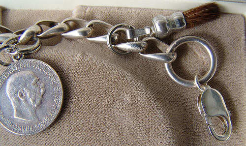 REICH BESTÜCKTES 925 STERLING SILBER CHARIVARI MIT DIVERSEN ECHT SILBER MÜNZEN - Bild 11 von 15