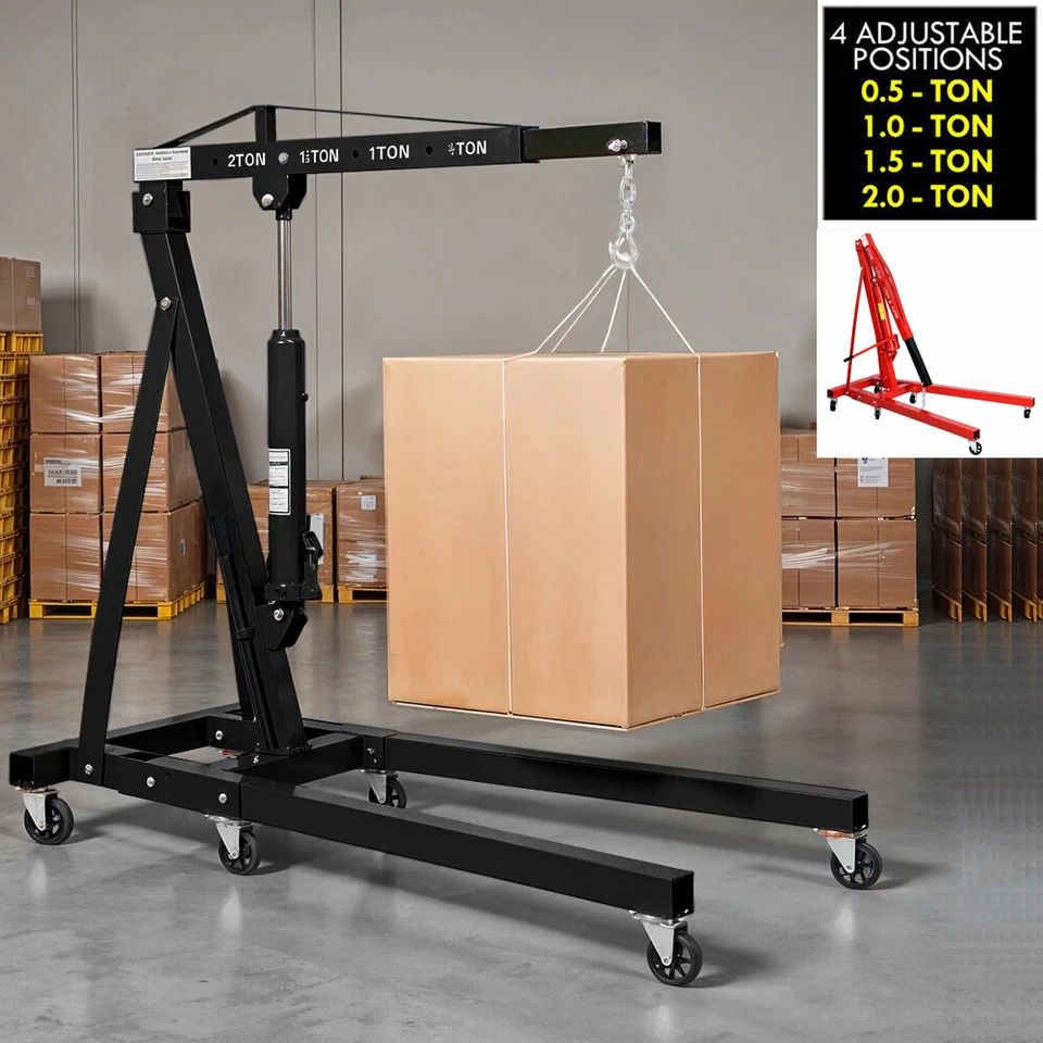 2 Ton Hydraulic Folding Engine Crane Hoist Lift Stand Lifting Garage Workshop UK - Image 1 of 4